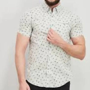 Denim & Flower Men Regular Fit Allover Print Short Sleeve Casual Shirt -‎ Large